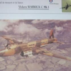 FICHE  AVIATION  TYPE TRANSPORT ET DE LIAISON  / VICKERS WARWICK  C Mk I   G BRETAGNE