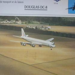 FICHE  AVIATION  TYPE TRANSPORT ET DE LIAISON  / DOUGLAS DC 8   USA