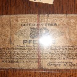Billet de nécessité allemand . 50 Pfennig 1917 en b+