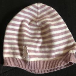 1 bonnet enfant 1 / 3 mois violet blanc benetton