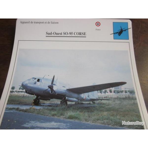FICHE  AVIATION  TYPE TRANSPORT ET DE LIAISON  / SUD OUEST SO 95 CORSE