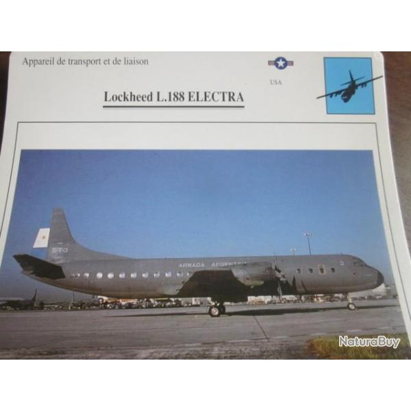 FICHE  AVIATION  TYPE TRANSPORT ET DE LIAISON  / LOCKEED L 188 ELECTRA  USA