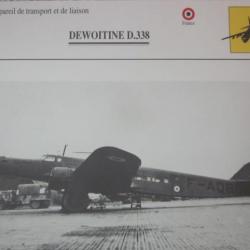 FICHE  AVIATION  TYPE TRANSPORT ET DE LIAISON  / DEWOITINE  D 338  FRANCE