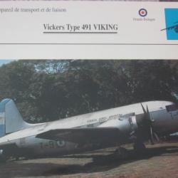 FICHE  AVIATION  TYPE TRANSPORT ET DE LIAISON  / VICKERS TYPE 491 VIKING   G BRETAGNE
