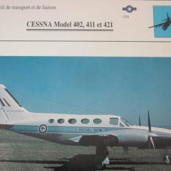 FICHE  AVIATION  TYPE TRANSPORT ET DE LIAISON  /  CESSNA MODEL 402 411 ET 421     USA