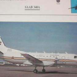 FICHE  AVIATION  TYPE TRANSPORT ET DE LIAISON  /  SAAB  340A  SUEDE