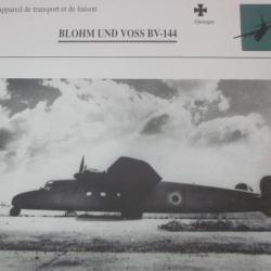 FICHE  AVIATION  TYPE TRANSPORT ET DE LIAISON  /  BLOHM  UND VOSS BV 144  ALLEMAGNE