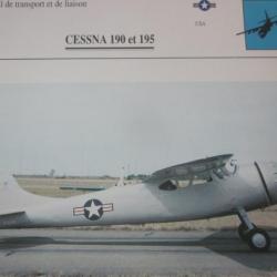 FICHE  AVIATION  TYPE TRANSPORT ET DE LIAISON  /  CESSNA 190 ET 195  USA