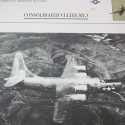 FICHE  AVIATION  TYPE TRANSPORT ET DE LIAISON  /  CONSOLIDATED  VULTEE RY 3    USA