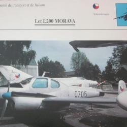 FICHE  AVIATION  TYPE TRANSPORT ET DE LIAISON  /  LET  L200 MORAVA  TCHECOSLOVAQUIE