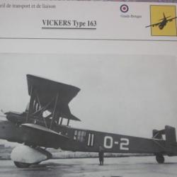 FICHE  AVIATION  TYPE TRANSPORT ET DE LIAISON  /  VICKERS TYPE 163  G BRETAGNE