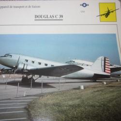 FICHE  AVIATION  TYPE TRANSPORT ET DE LIAISON  /  DOUGLAS C 39   USA