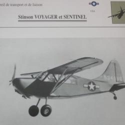 FICHE  AVIATION  TYPE TRANSPORT ET DE LIAISON  /  STINSON VOYAGER ET SENTINEL     USA