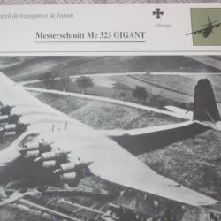 FICHE  AVIATION  TYPE TRANSPORT ET DE LIAISON  /  MESSERSCHMITT  Me 323 GIGANT   ALLEMAGNE