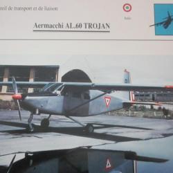 FICHE  AVIATION  TYPE TRANSPORT ET DE LIAISON  /  AERMACCHI  AL 60 TROJAN   ITALIE
