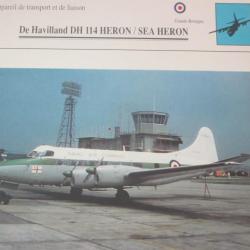 FICHE  AVIATION  TYPE TRANSPORT ET DE LIAISON  / DE HAVILLAND DH 114 HERON   G BRETAGNE