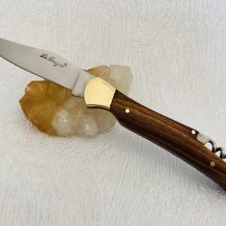 Couteau de poche Le Bougna Élégance avec son manche en bois de palissandre et tir bouchon