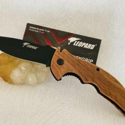 Couteau de poche de sécurité Léopard collection Easygrip avec manche en bois.
