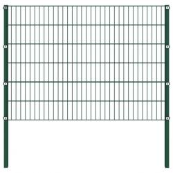 Panneau de clôture avec poteaux Fer 1,7 x 1,2 m Vert 144934