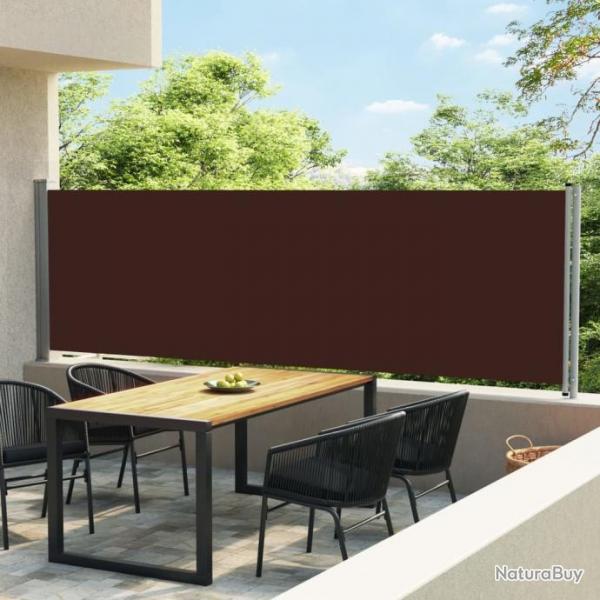 Auvent latral voile rtractable de patio 140x600 cm Marron 313374