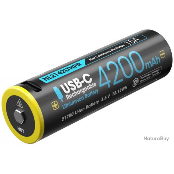 Nitecore Batterie 21700 Li-ion (4200mah) USB-C - Basse temprature