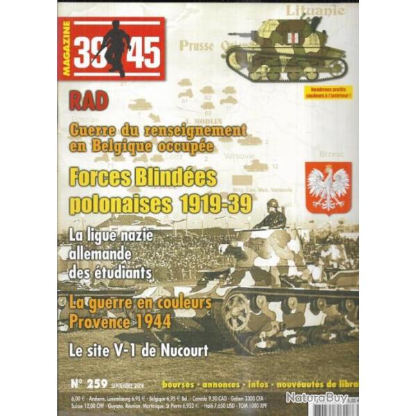 39-45 Magazine 259  rad, forces blindes polonaises 1919-39, site v1 de nucourt , ligue nazie tudia