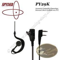 SPYDER / JETFON Micro Oreillette compatible pour radios talkie walkie de chasse à connectique KENWOO