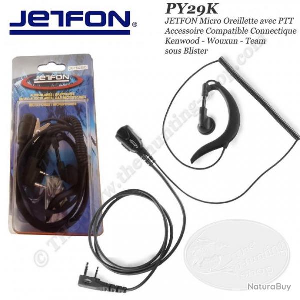 SPYDER / JETFON Micro Oreillette compatible pour radios talkie walkie de chasse  connectique KENWOO