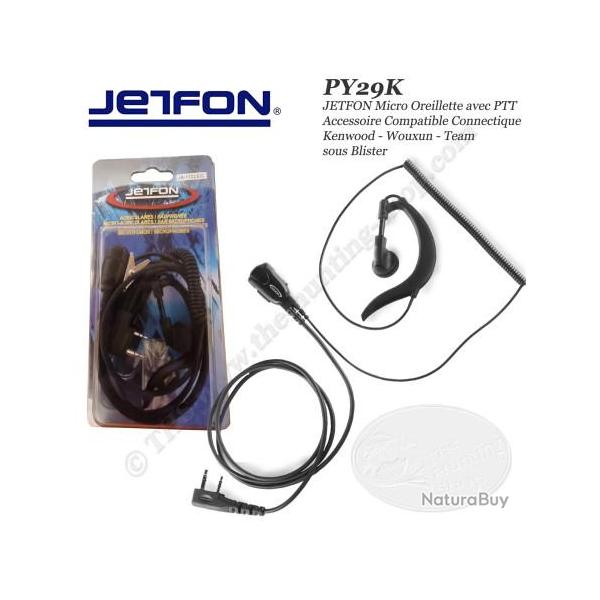 SPYDER / JETFON Micro Oreillette compatible pour radios talkie walkie de chasse  connectique KENWOO