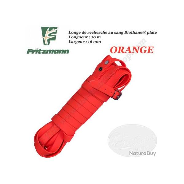 FRITZMANN Longe de recherche au sang Biothane PLATE Orange, Jaune ou Mixte 10 mtres Orange