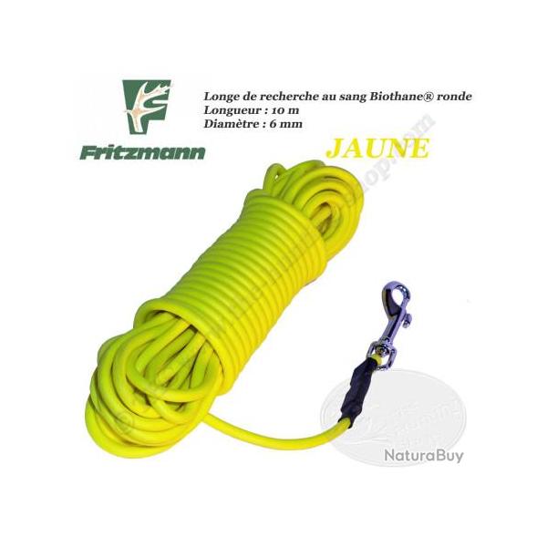 FRITZMANN Longe de recherche au sang Biothane RONDE Orange ou Jaune 10 mtres Jaune