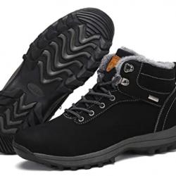 TOP ENCHERE - Chaussures de montagne imperméable en cuir noir - Livraison gratuite et rapide