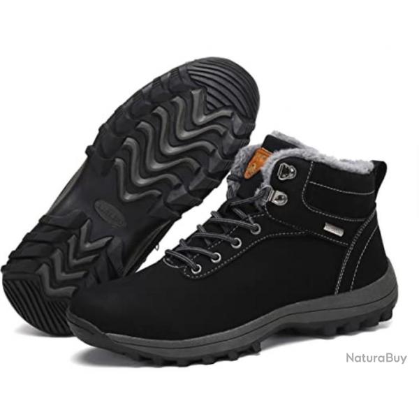 TOP ENCHERE - Chaussures de montagne impermable en cuir noir - Livraison gratuite et rapide