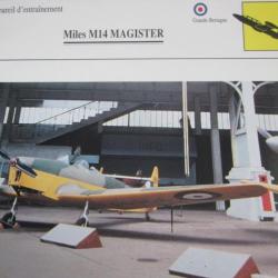 FICHE  AVIATION  TYPE  APPAREIL D ENTRAINEMENT   / MILES M14 MAGISTER    G BRETAGNE