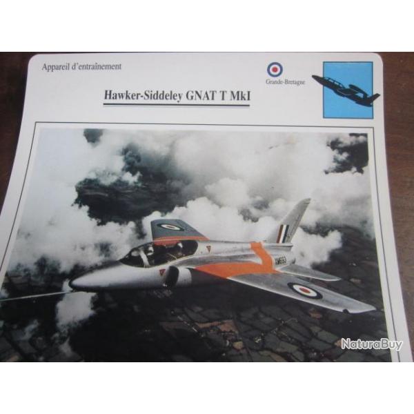 FICHE  AVIATION  TYPE  APPAREIL D ENTRAINEMENT   / HAWKER SIDDELEY  GNAT T MkI  G BRETAGNE