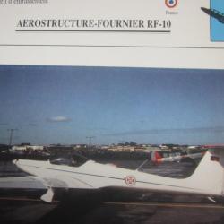 FICHE  AVIATION  TYPE  APPAREIL D ENTRAINEMENT   / AEROSTRUCTURE FOURNIER RF 10   FRANCE