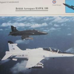 FICHE  AVIATION  TYPE  APPAREIL D ENTRAINEMENT   / BRITISH AEROSPACE  HAWK 100    G BRETAGNE