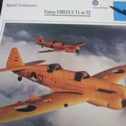 FICHE  AVIATION  TYPE  APPAREIL D ENTRAINEMENT   / FAIREY FIREFLY T1 T2 G BRETAGNE