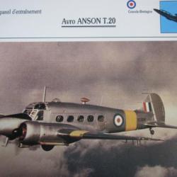 FICHE  AVIATION  TYPE  APPAREIL D ENTRAINEMENT   / AVRO ANSON T 20  G BRETAGNE