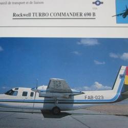 FICHE  AVIATION  TYPE  APPAREIL DE TRANSPORT ET DE LIAISON   /  ROCKWELL TURBO COMMANDER 690B    USA