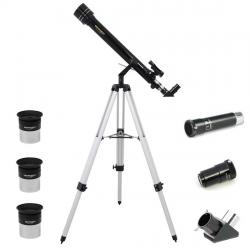 Télescope Astronomique Omegon 60/700 + Monture Azimutale Type A + Oculaires + Lentille de Barlow +