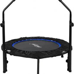 Mini trampoline de fitness pliable avec barre réglable en hauteur diamètre 101 cm jusqu'à 150 kg us