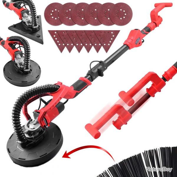 Ponceuse girafe manche tlescopique 168 cm 710 watts 12 disques de ponage 220 mm 2100 tr min plate