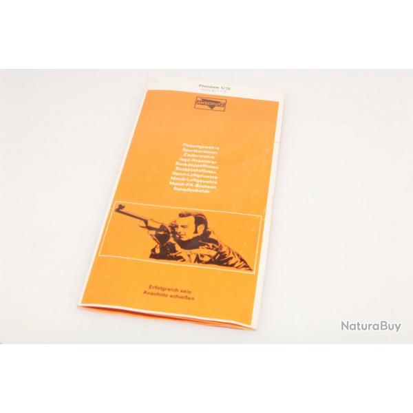Documentation catalogue d'origine en allemand de la gamme des carabines Anschutz