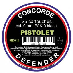 25 Cartouches A Blanc Concorde Defender 9 MM Pour ...