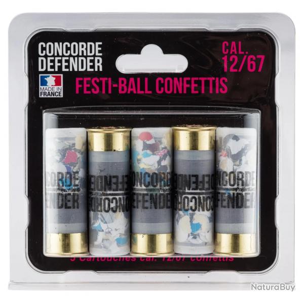 Cartouche Festi-Ball Concorde Defender Calibre 12/67 Confettis