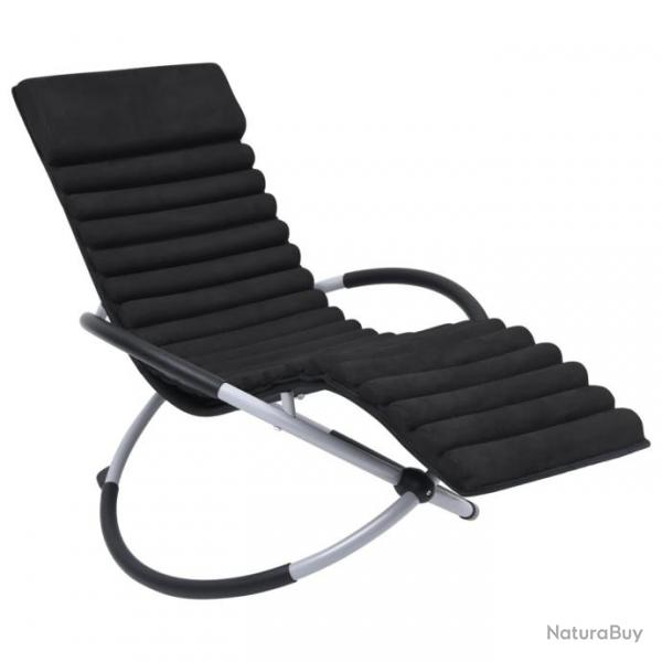 Chaise longue d'extrieur avec coussin Acier Noir 310496