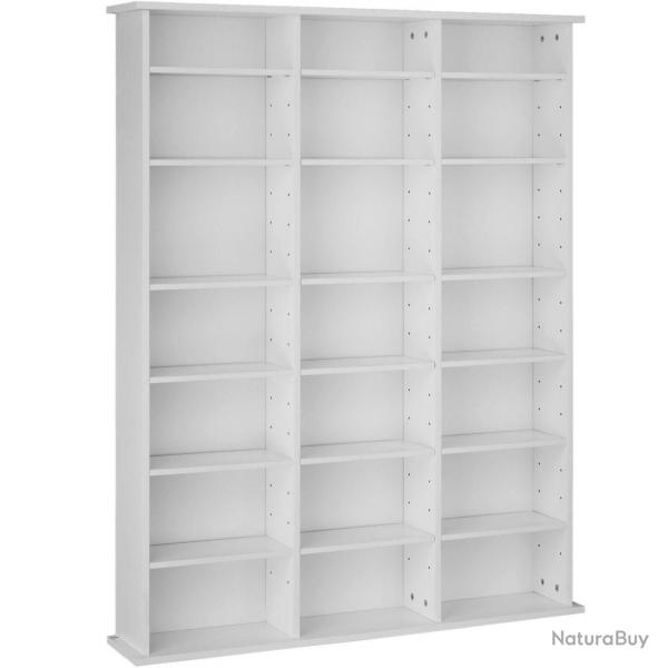 Armoire tagre bibliothque rangement CD / DVD meuble de rangement 136,5 cm blanc 08_0000228