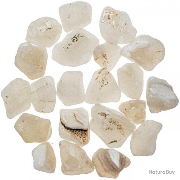 Pierres semi-roules agate blanche ou agate de paix - 2  3 cm - 100 grammes