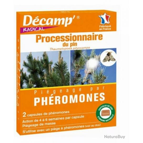 Lot 2 capsules DECAMP' Phromones Chenilles Papillon Processionnaire Pin Pige Pigeage Dtection